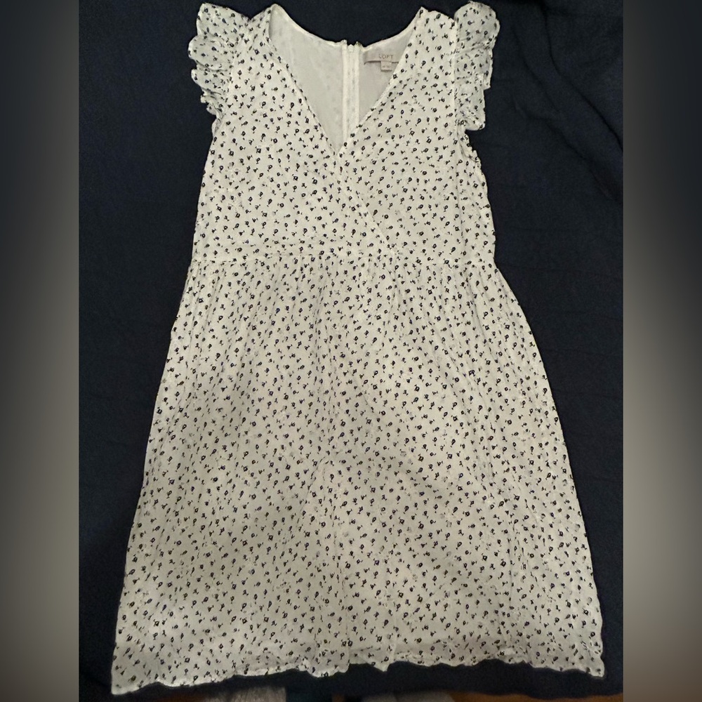 LOFT White and Black Floral Mini Dress